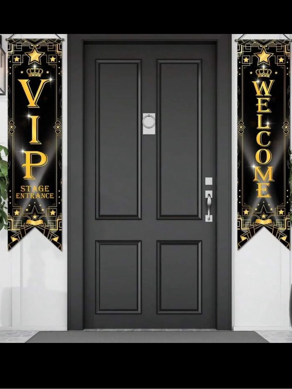 Black and Gold VIP Welcome Door Banner Set